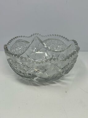 Antique Vintage American Brilliant Cut Glass Bowl 1920’s Lead Crystal A0